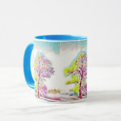 Moderne Aquarellfarben mit bunten, schneebedeckten Tasse (Vorderseite Links)