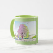 Moderne Aquarellfarben mit bunten, schneebedeckten Tasse (Vorderseite Links)