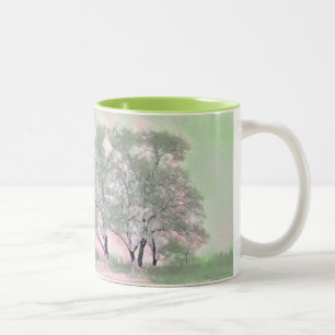 Moderne Aquarellfarben mit bunten, schneebedeckten Zweifarbige Tasse