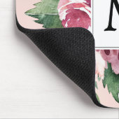 Moderne Aquarellfarben Mit Monogramm Mousepad (Ecke)