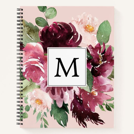 Moderne Aquarellfarben Mit Monogramm Notizblock (Vorderseite)