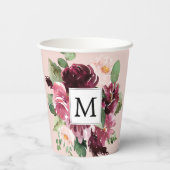 Moderne Aquarellfarben Mit Monogramm Pappbecher (Rückseite)