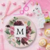 Moderne Aquarellfarben Mit Monogramm Pappteller (Party)