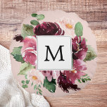 Moderne Aquarellfarben Mit Monogramm Rundes Kissen<br><div class="desc">Moderne Aquarellfarben Mit Monogramm</div>