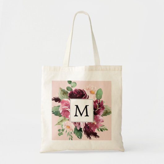 Moderne Aquarellfarben Mit Monogramm Tragetasche (Vorne)