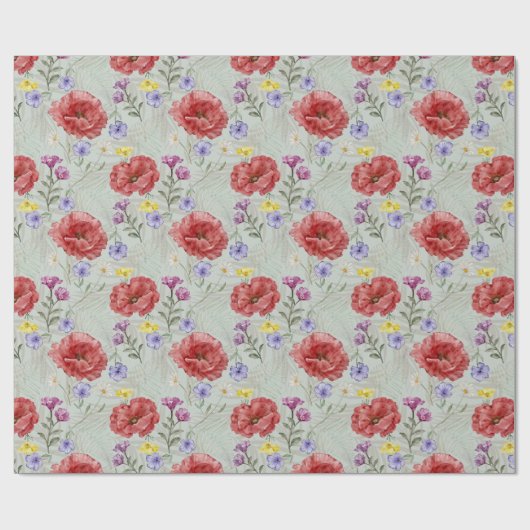 Moderne Aquarellfarben - Muster der Wildblume Geschenkpapier (Flach)