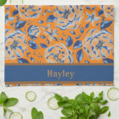 Moderne Aquarellfarben Pastellblau Blumen Muster N Geschirrtuch (Gefaltet)