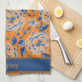 Moderne Aquarellfarben Pastellblau Blumen Muster N Geschirrtuch (Viertel Falte)