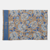 Moderne Aquarellfarben Pastellblau Blumen Muster N Geschirrtuch (Horizontal)