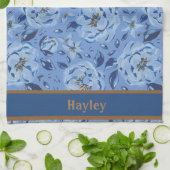 Moderne Aquarellfarben Pastellblau Blumen Muster N Geschirrtuch (Gefaltet)