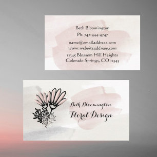 Moderne Aquarellfarben Pink Blütenflora-Visitenkar Visitenkarte