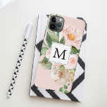 Moderne Aquarellfarben Rosa Blume Mit Monogramm<br><div class="desc">Moderne Aquarellfarben Rosa Blume Mit Monogramm</div>