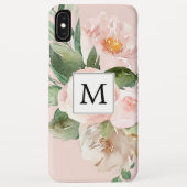 Moderne Aquarellfarben Rosa Blume Mit Monogramm Case-Mate iPhone Hülle (Rückseite)
