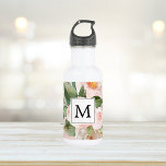 Moderne Aquarellfarben Rosa Blume Mit Monogramm Edelstahlflasche<br><div class="desc">Moderne Aquarellfarben Rosa Blume Mit Monogramm</div>