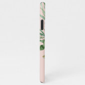 Moderne Aquarellfarben Rosa Blume Mit Monogramm iPhone Hülle (Rechte Seite)