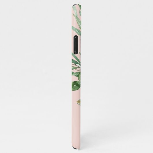 Moderne Aquarellfarben Rosa Blume Mit Monogramm iPhone Hülle (Rechte Seite)