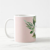 Moderne Aquarellfarben Rosa Blume Mit Monogramm Kaffeetasse (Links)