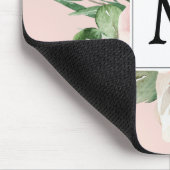Moderne Aquarellfarben Rosa Blume Mit Monogramm Mousepad (Ecke)