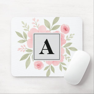 Moderne Aquarellfarben Rosa Blume Personalisiert Mousepad