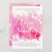 Moderne Aquarellfarben Rosa Blüten Paare duschen Einladung (Vorne/Hinten)