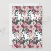 Moderne Aquarellfarben Rosa Bordeaux Blume Einladung (Rückseite)