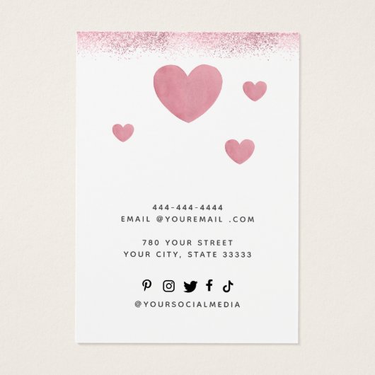 Moderne Aquarellfarben Rosa Herzohrkarte Display K (Rückseite)