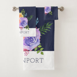 Moderne Aquarellfarben-Rose Badhandtuch Set