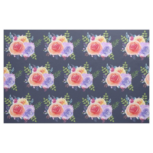 Moderne Aquarellfarben-Rose Blumenmuster Stoff (Fat Quarter (45,7 x 55,9 cm))