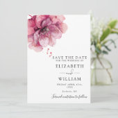 Moderne Aquarellfarben Rose Blumenzehen Save The Date (Stehend Vorderseite)