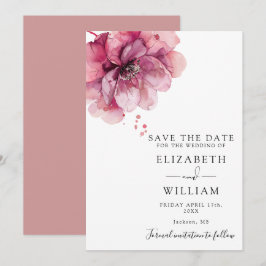 Moderne Aquarellfarben Rose Blumenzehen Save The Date