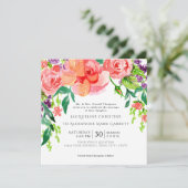 Moderne Aquarellfarben-Rose Einladung zur Hochzeit (Stehend Vorderseite)