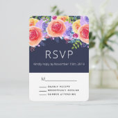 Moderne Aquarellfarben-Rose Floral Bouquet Weddin  RSVP Karte (Stehend Vorderseite)