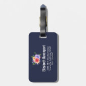 Moderne Aquarellfarben-Rose Gepäckanhänger (Rückseite vertikal)