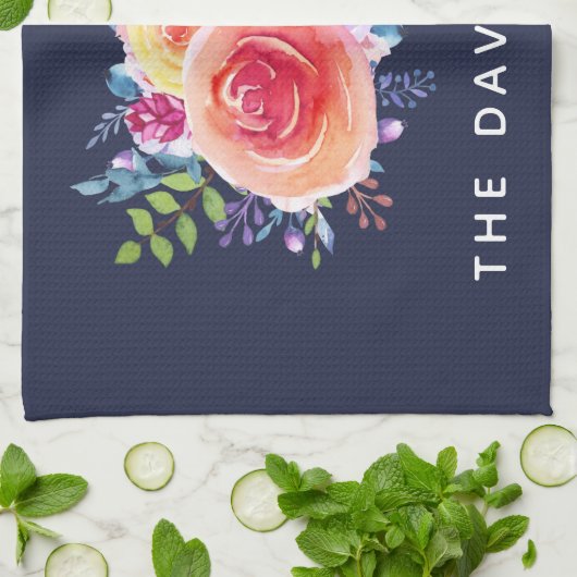 Moderne Aquarellfarben-Rose Geschirrtuch (Gefaltet)