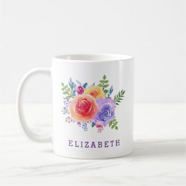 Moderne Aquarellfarben-Rose Kaffeetasse