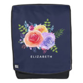 Moderne Aquarellfarben-Rose Rucksack (Vorderseite)