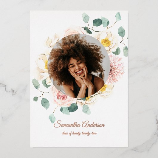 Moderne Aquarellfarben Rose Schönheitsrahmen Gold Folieneinladung (Vorderseite)