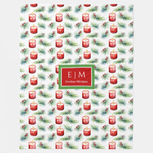 Moderne Aquarellfarben-Rot-Monogramm-Geschenkgutsc Fleecedecke (Vorderseite)