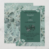 Moderne Aquarellfarben Salbei-Eukalyptus-Hochzeit# Einladung (Vorne/Hinten)