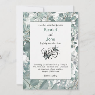 Moderne Aquarellfarben Salbei-Eukalyptus-Hochzeit# Einladung