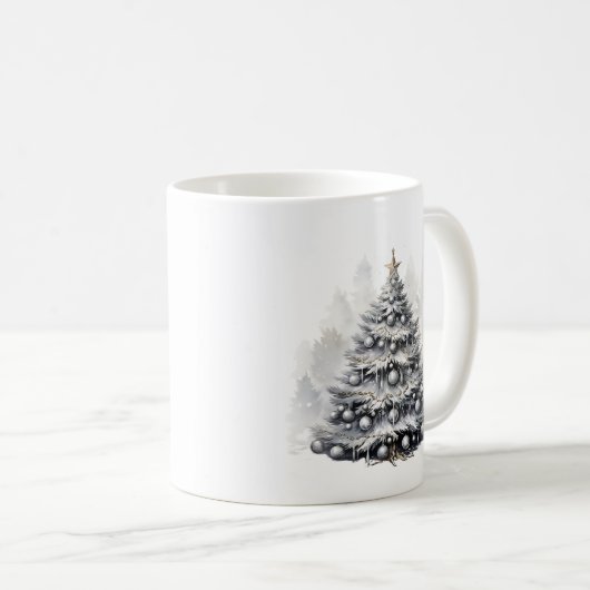 Moderne Aquarellfarben Schwarz & Weiß Weihnachtsba Kaffeetasse (VorderseiteRechts)