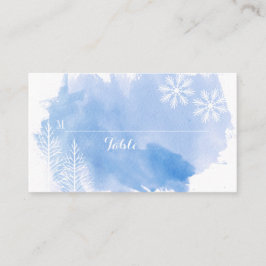 Moderne Aquarellfarben Splash Blue Hochzeit Platzk Platzkarte