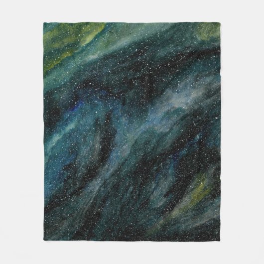 Moderne Aquarellfarben Universe Handgemälde Galaxi Fleecedecke (Vorderseite)