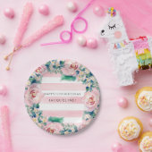 MODERNE Aquarellfarben - WeitwinkelStreifen mit Ro Pappteller (Party)