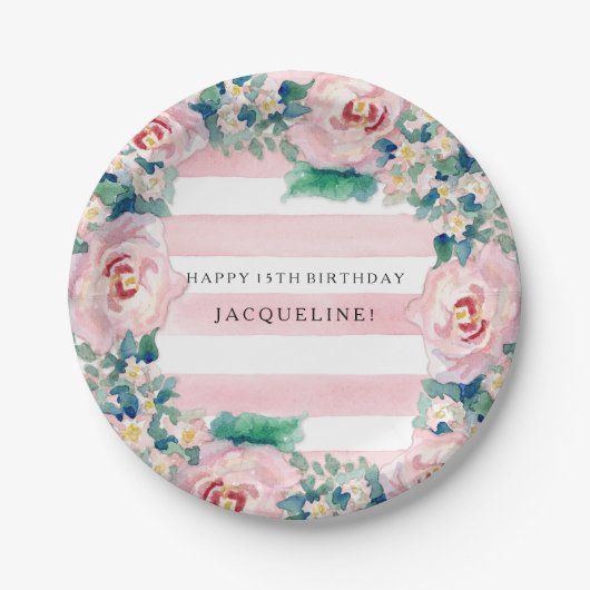 MODERNE Aquarellfarben - WeitwinkelStreifen mit Ro Pappteller (Vorderseite)