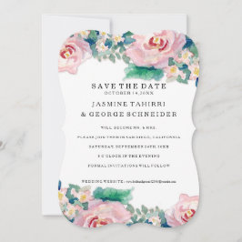 MODERNE Aquarellfarben - WeitwinkelStreifen mit Ro Save The Date