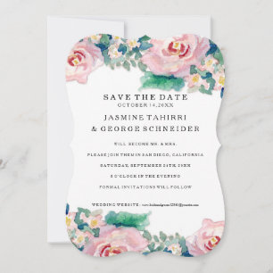 MODERNE Aquarellfarben - WeitwinkelStreifen mit Ro Save The Date