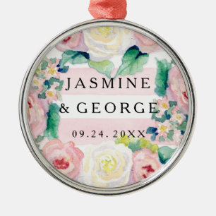 MODERNE Aquarellfarben - WeitwinkelStreifen mit Ro Silbernes Ornament