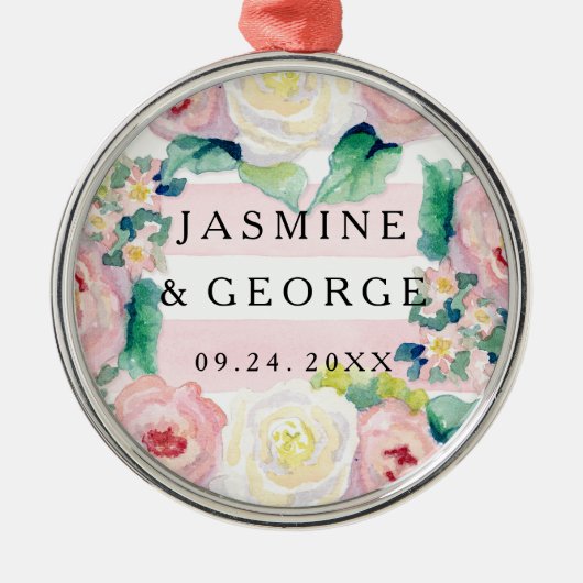 MODERNE Aquarellfarben - WeitwinkelStreifen mit Ro Silbernes Ornament (Vorne)