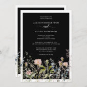 Moderne Aquarellfarben-Wildblume Bläserschwarze Ho Einladung (Vorne/Hinten)